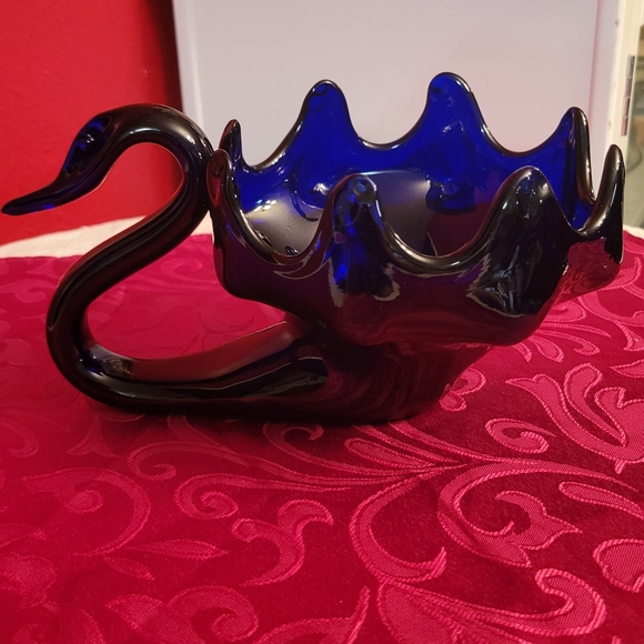 Other - Vintage Hand Blown Cobalt Blue Swan Candy Dish